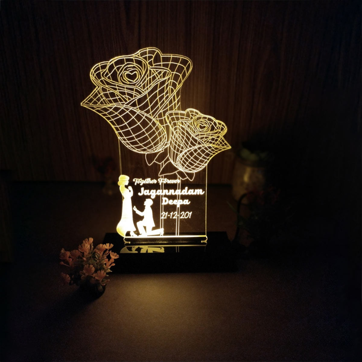 Personalised Rose Led 3D illusion LED lamp
