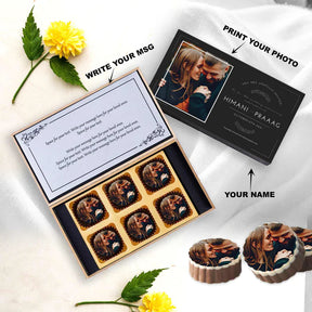 Personalised Black Elegant Anniversary Invitation Printed Chocolates