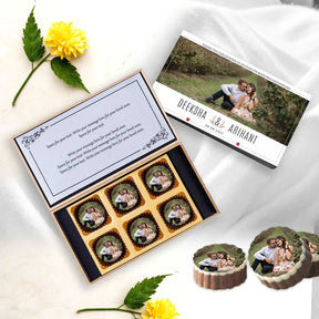 Personalised White Modern Box Printed Chocolates Anniversary Return Gift