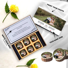 Personalised White Modern Box Printed Chocolates Anniversary Return Gift