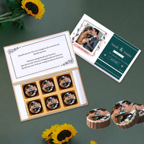 Personalised Teal Coloured Printed Wedding Return Gift Chocolates