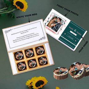 Personalised Teal Coloured Printed Wedding Return Gift Chocolates