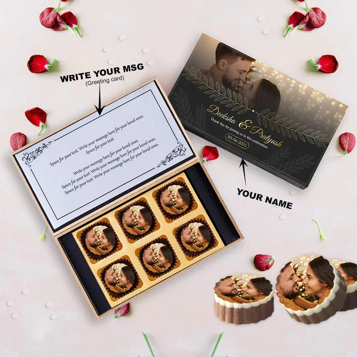 Personalised Leaves Design Printed Chocolates Wedding Return Gift