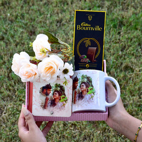 Personalized Mug, Coaster Hamper with Chocolate Gift For Couple, Friend & Family