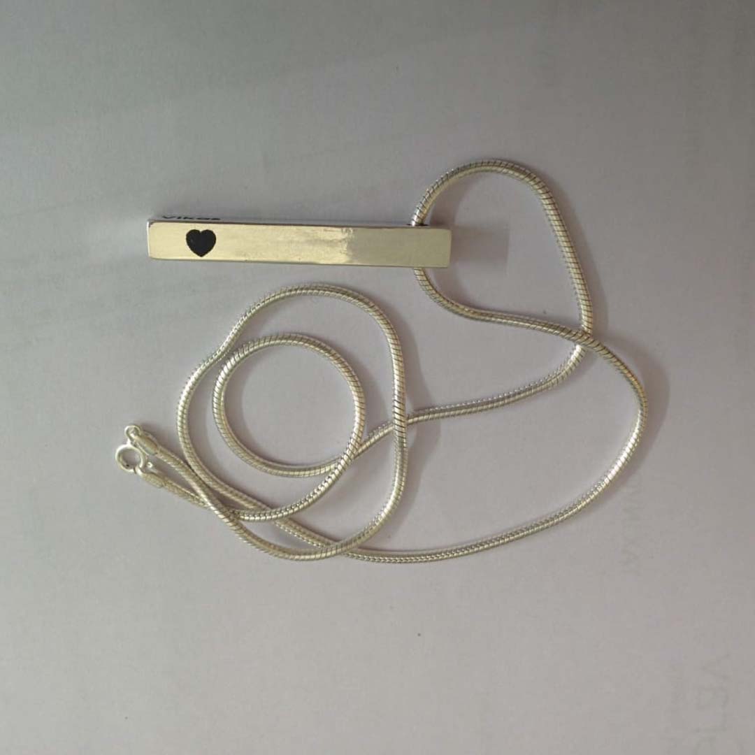 Customized Vertical Bar Pendant in Silver-1