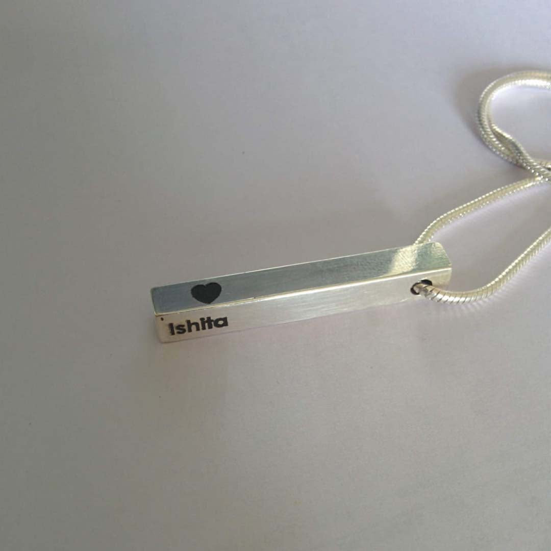 Customized Vertical Bar Pendant in Silver-2