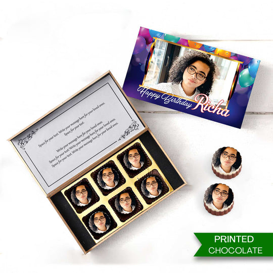 Customized Chocolates Box with Printed Name and Personalised Photo Chocolate