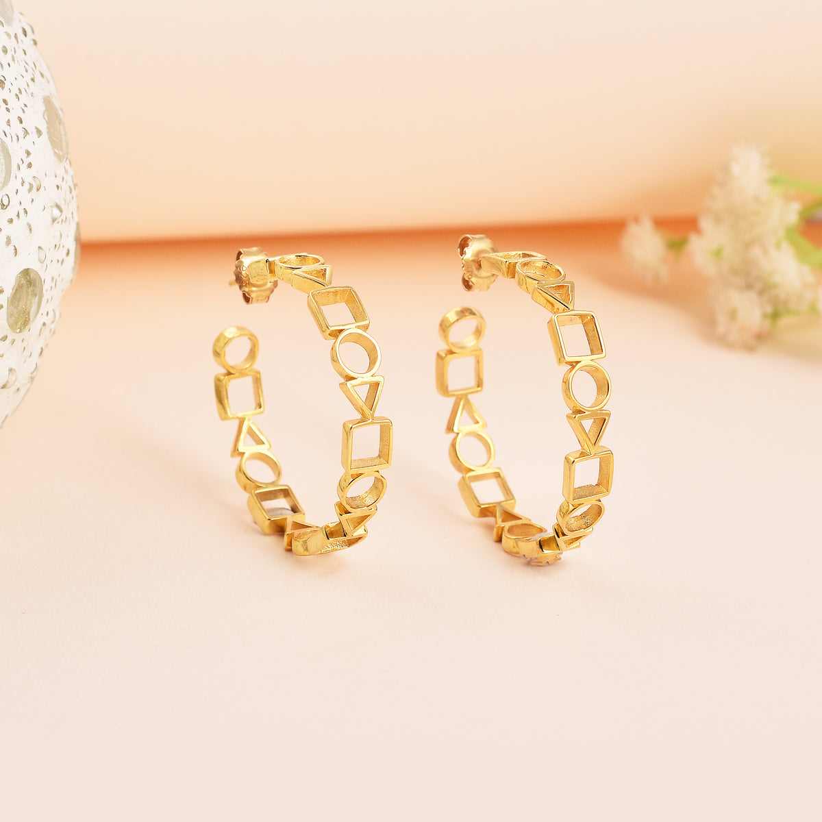 925 Sterling Silver Fun Love Gold Plated Hoop Earrings Gift for Her