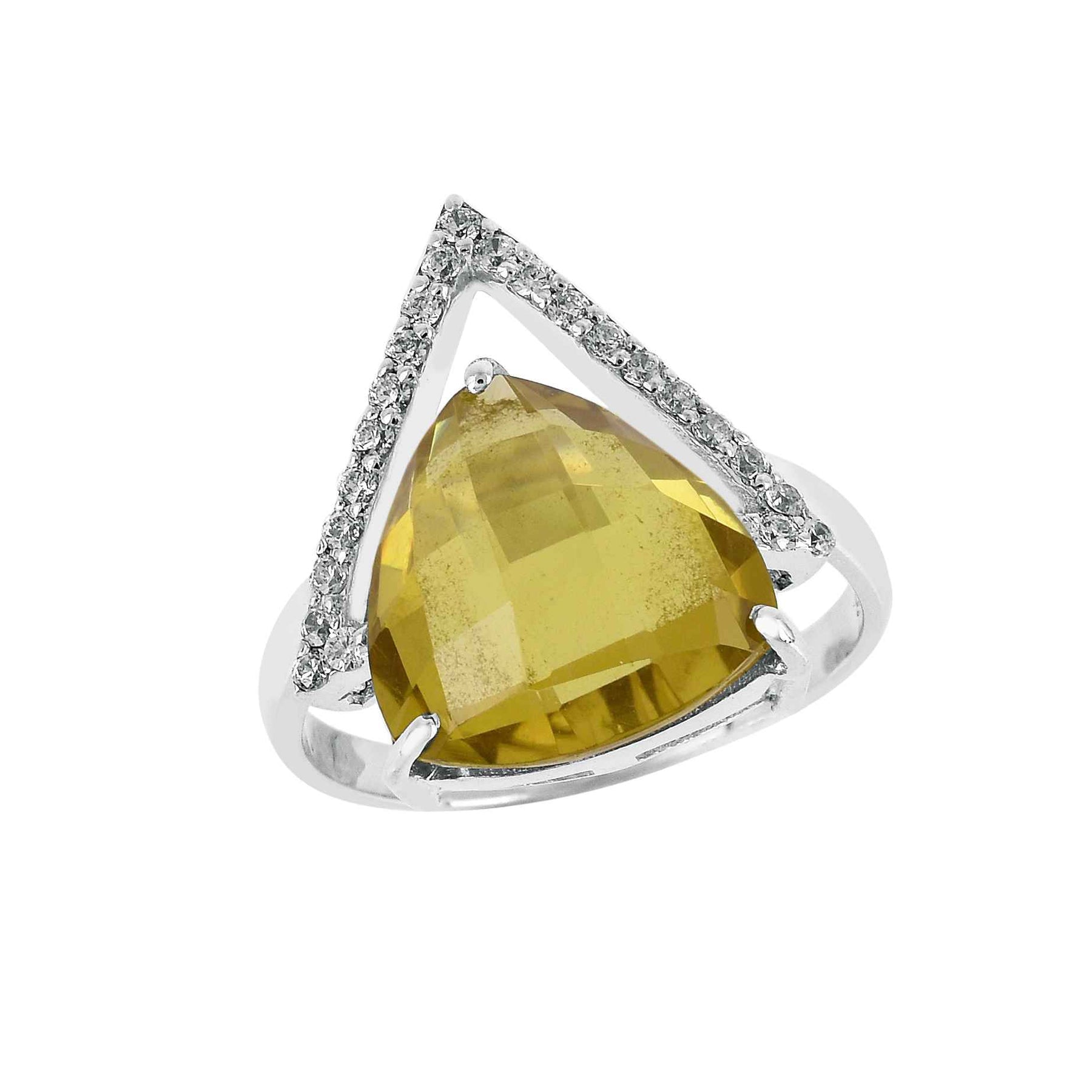 Citrine Shadow CZ Silver Ring