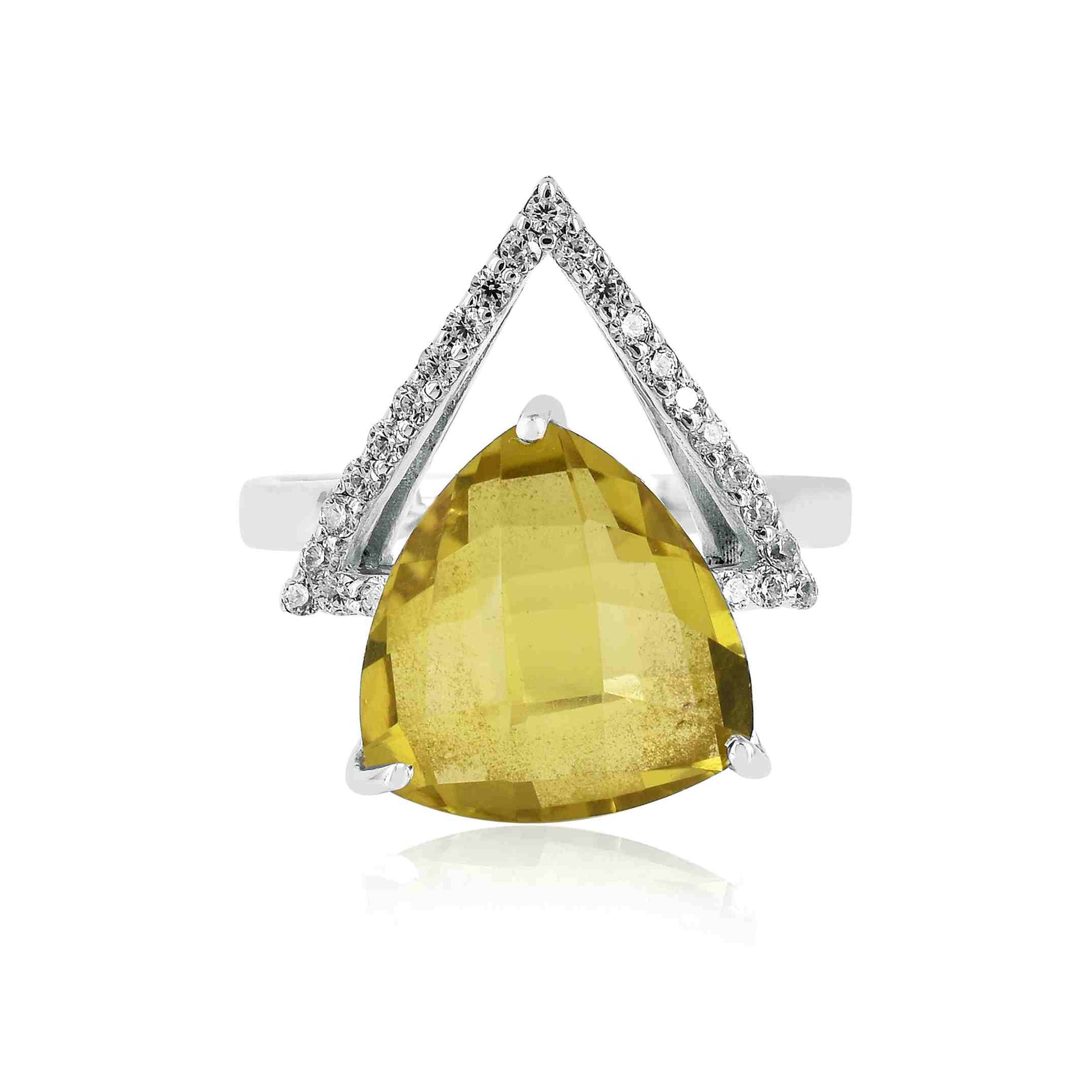 Citrine Shadow CZ Silver Ring