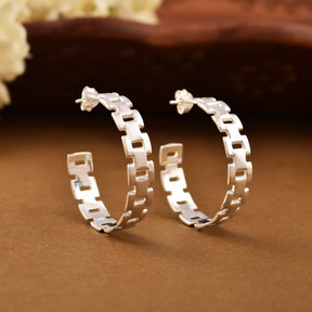 925 Sterling Silver Chain Link Hoop Earrings  Gift for Her