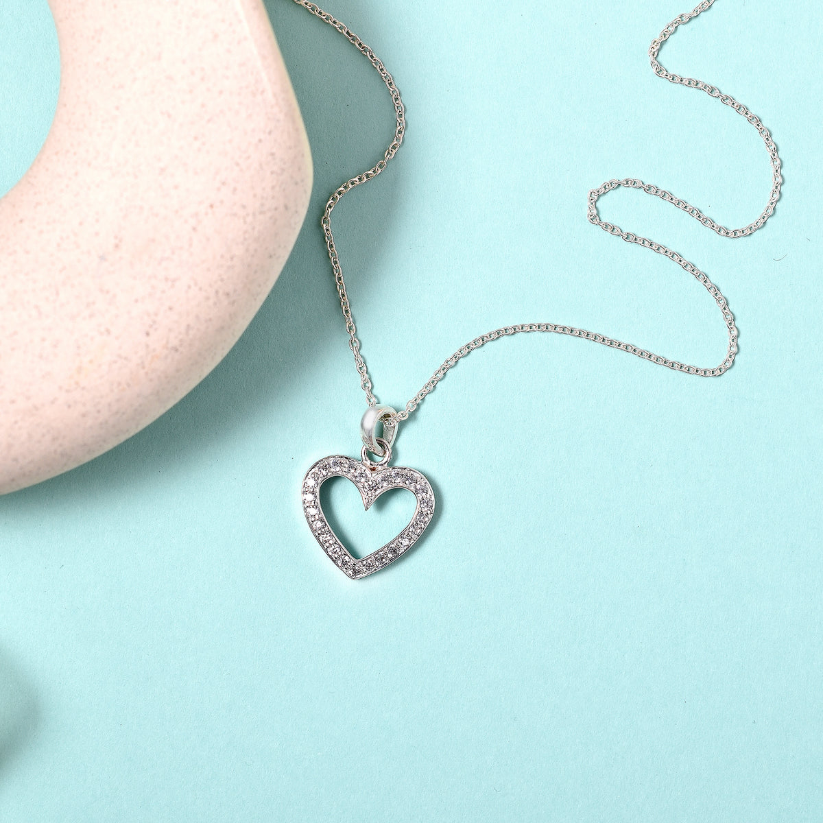 925 Sterling Silver Cozy Heart Pendant with Chain Gift for Her