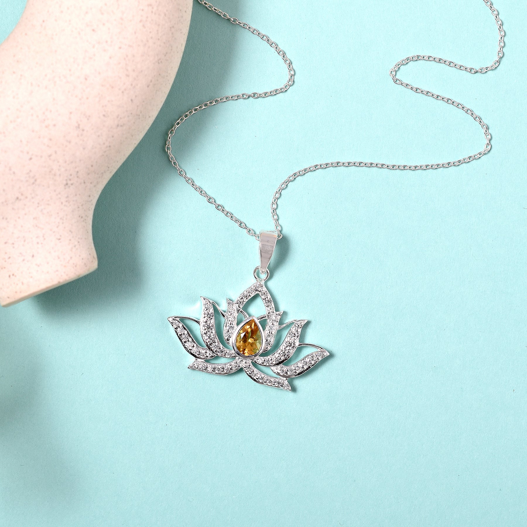 925 Sterling Silver Lotus Pendant with Chain Gift for Her