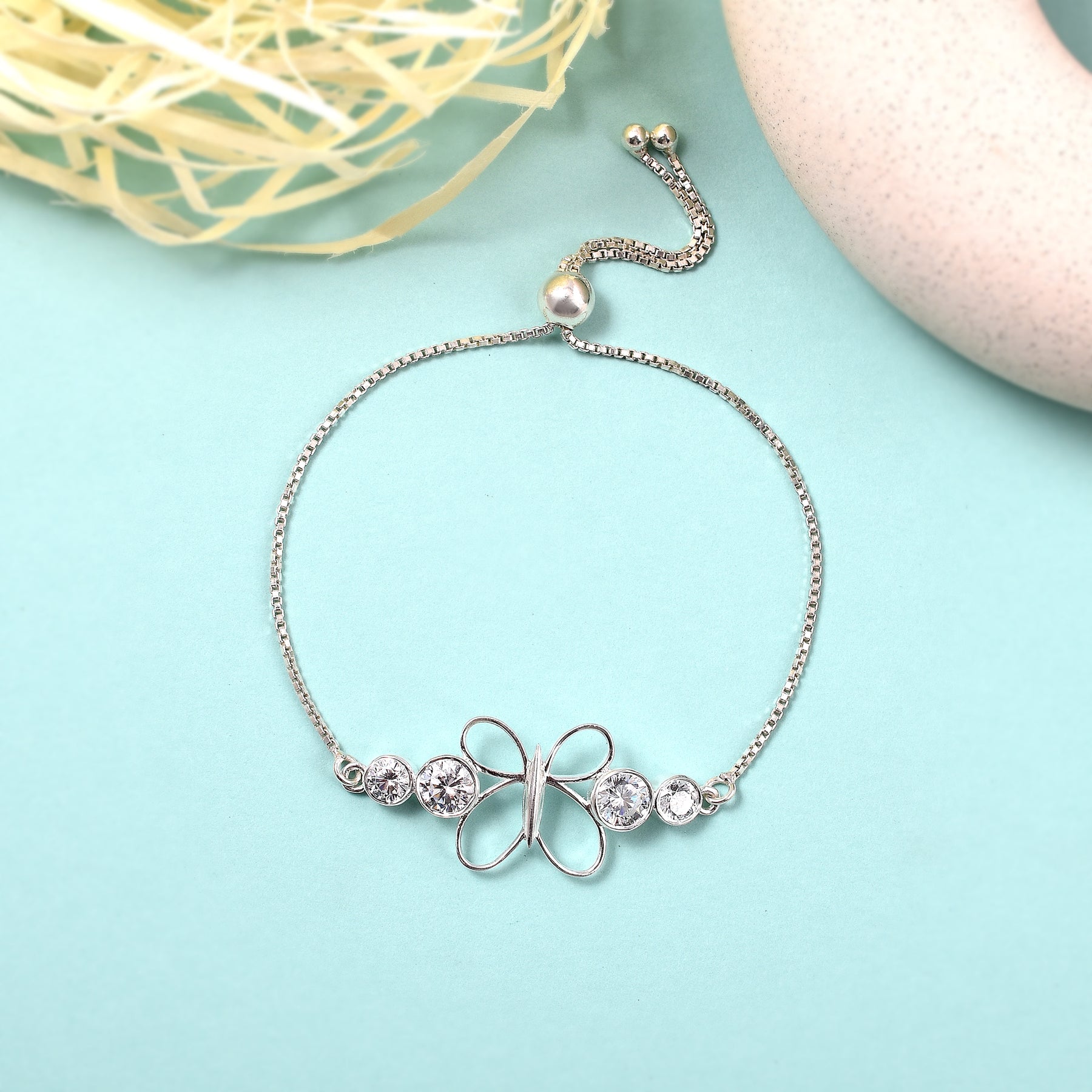 925 Sterling Silver Butterfly Chain Bracelet  Gift for Her