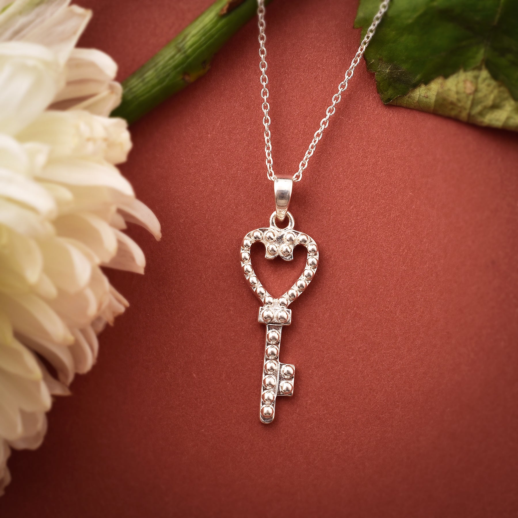 925 Sterling Silver Love Key Chain Necklace Gift for Her