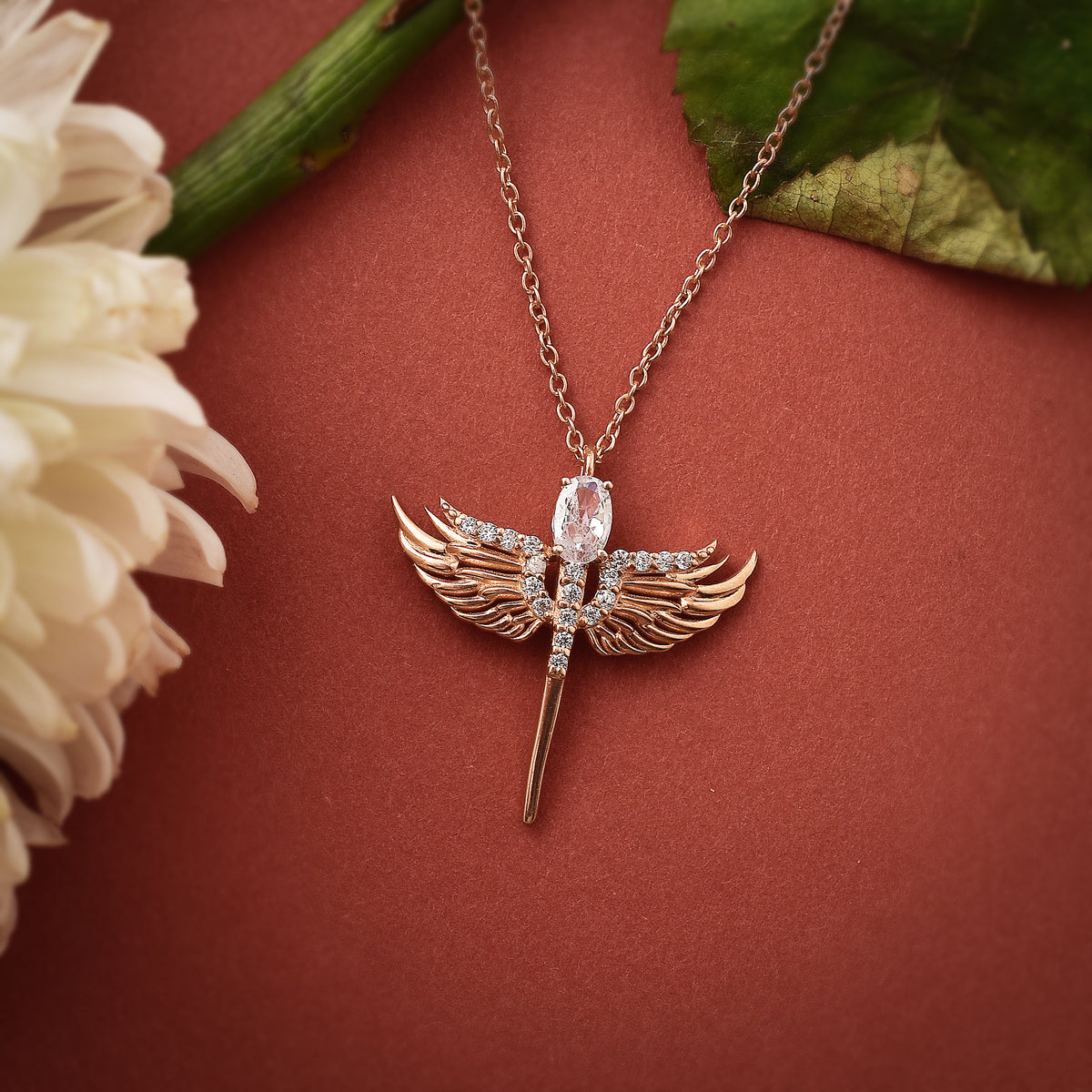 925 Sterling Silver Dragonfly Charm Rose Gold Plated Pendant Gift for Her