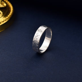 925 Sterling Silver Textured Hammered Band Ring Gift for Him