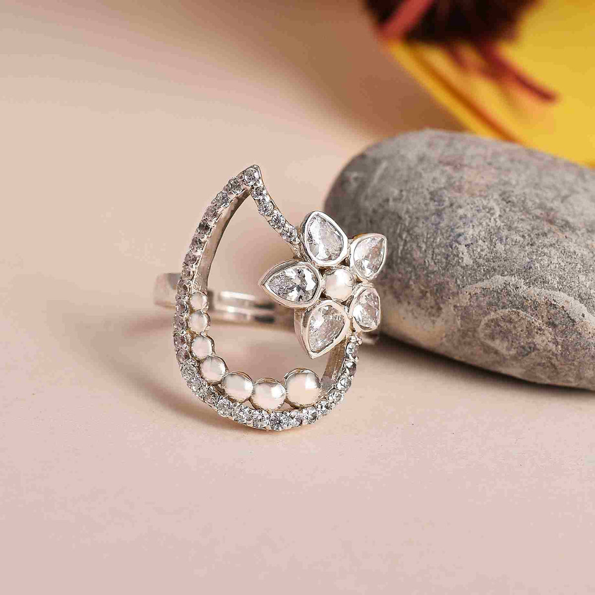 Dream Flower Silver CZ Ring-1