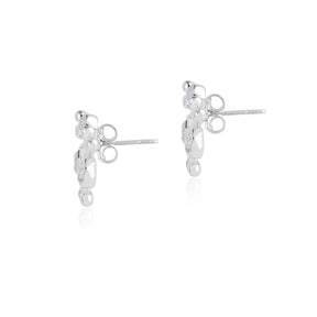 Trigon Fidget Stud Earrings with Silver Ring Set