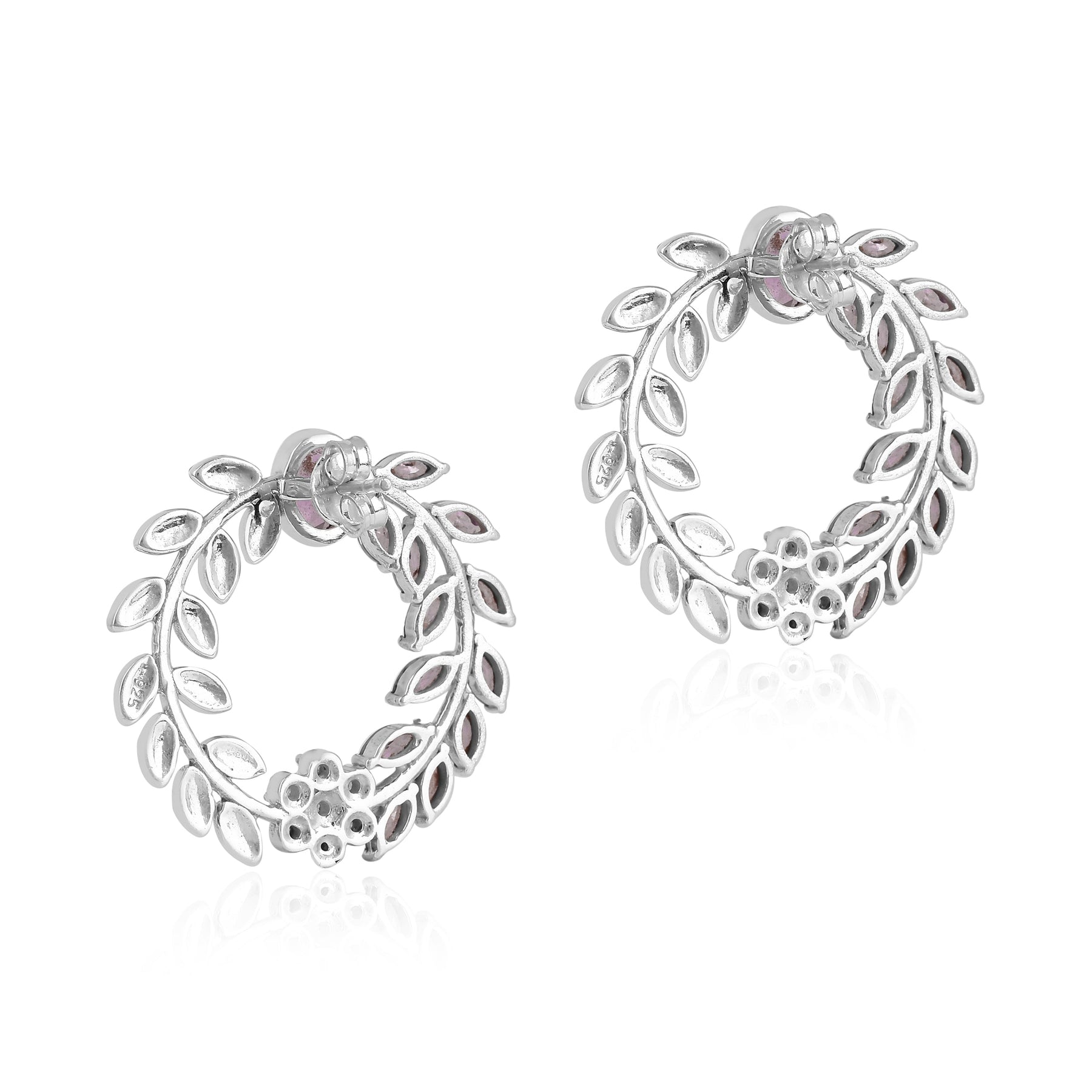 Amethyst Wreath Broad Silver Earrings