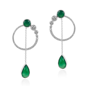 Magical Green Onyx Silver Teardrop Earrings