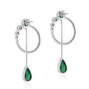 Magical Green Onyx Silver Teardrop Earrings