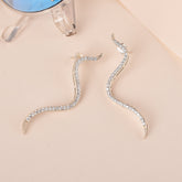 Cubic Zirconia Wave Silver Earrings