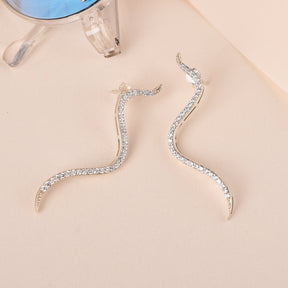 Cubic Zirconia Wave Silver Earrings