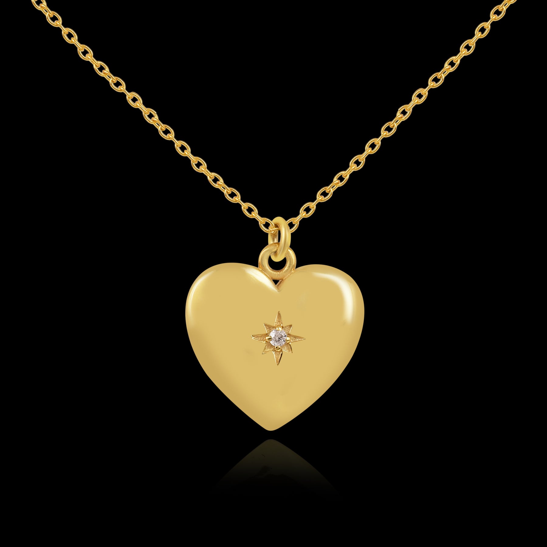 925 Sterling Silver Heart Gold Plated Pendant with Chain Gift for Her