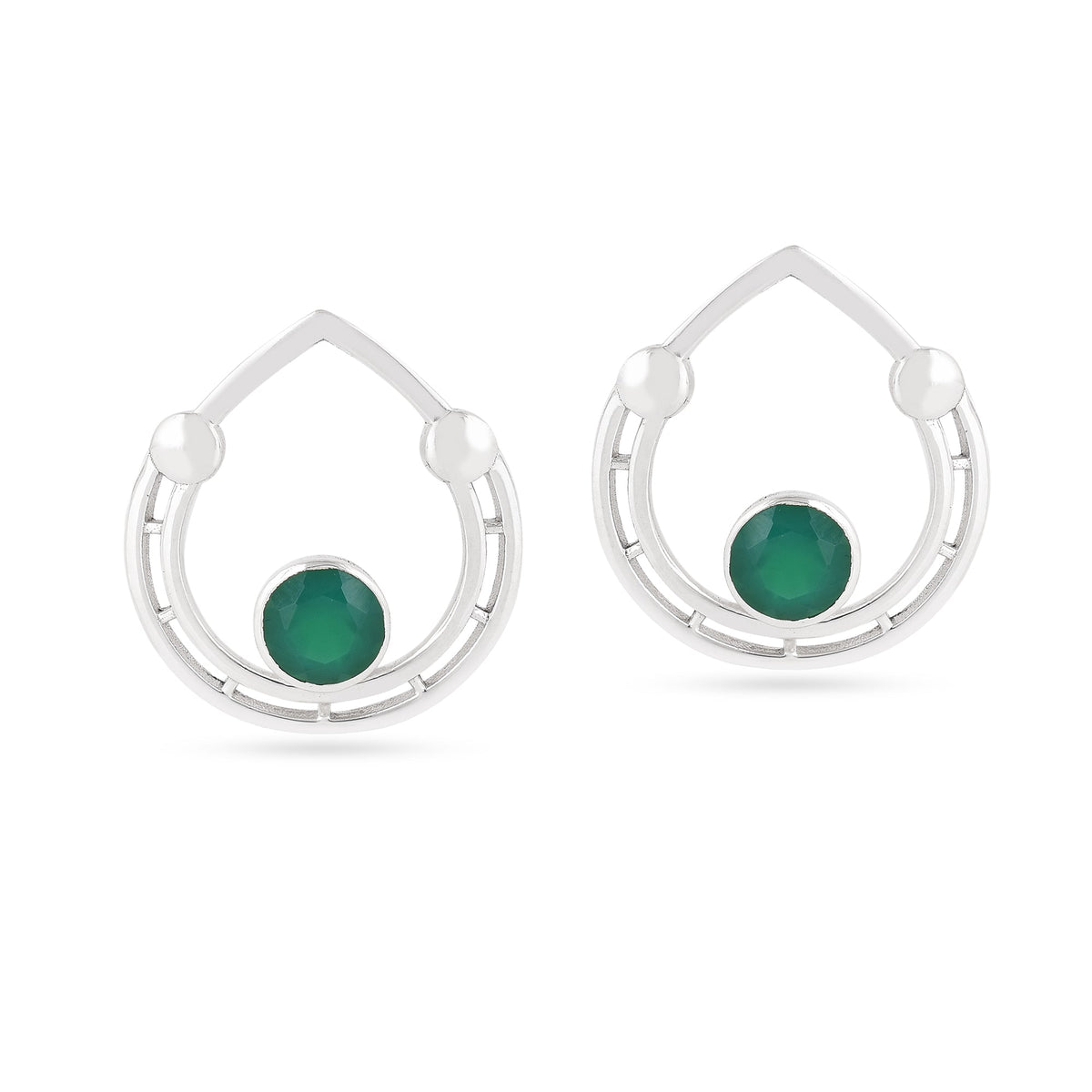 Green Onyx Moon Stud Earring