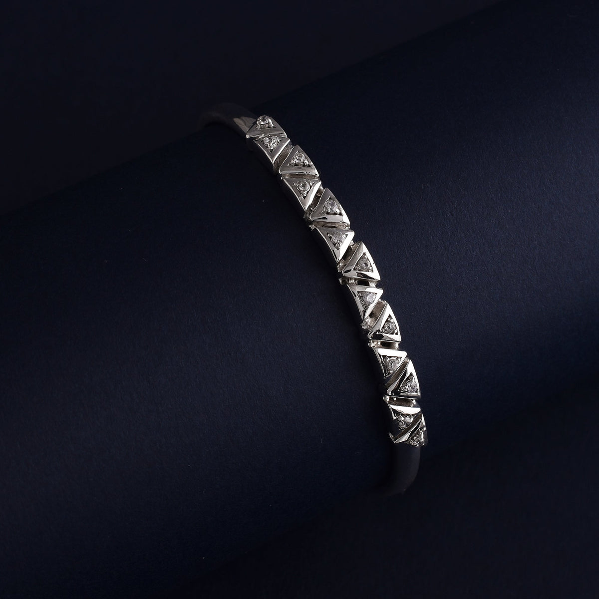Triangular Design Cz Silver Bracelet-1