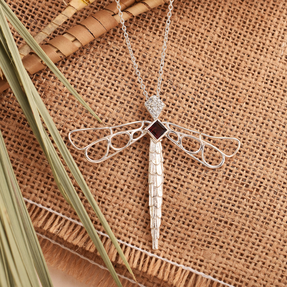 Zirconia Dragonfly Silver Pendant-1