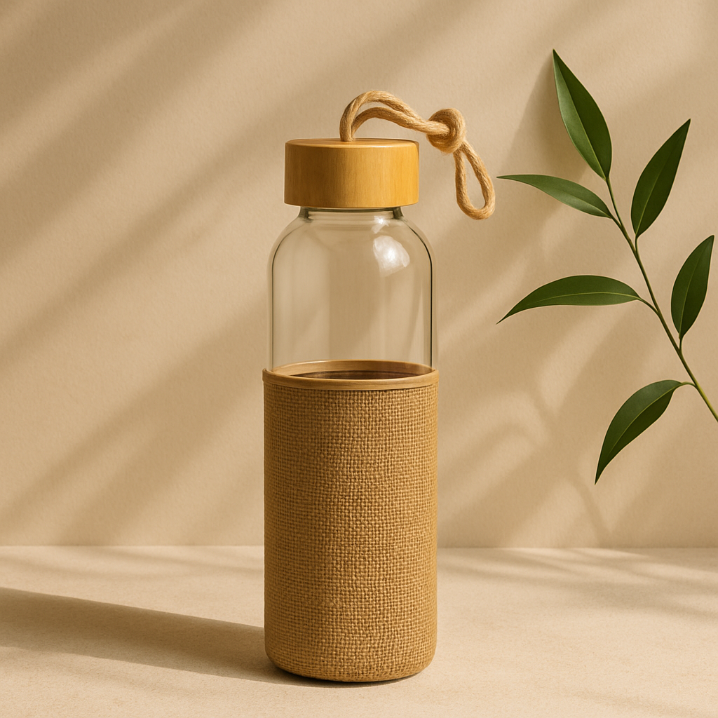 Bamboo Glass Bottle With Jute Cover -500 ml