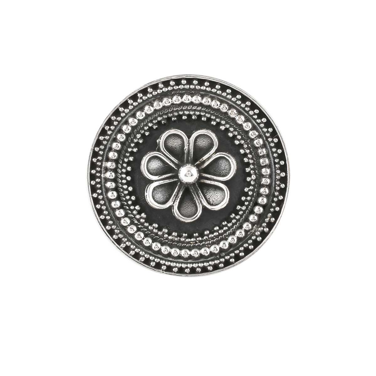 Floral Mandala Oxidised Silver Ring