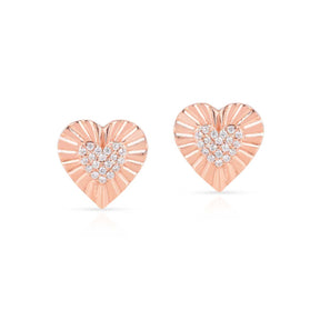 925 Sterling Silver Heart Cz Rose Gold Plated Stud Earrings Gift for Her