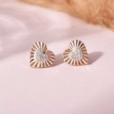 925 Sterling Silver Heart Cz Rose Gold Plated Stud Earrings Gift for Her