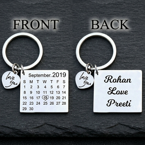 Personalized Metal Keychain with Calendar & Name