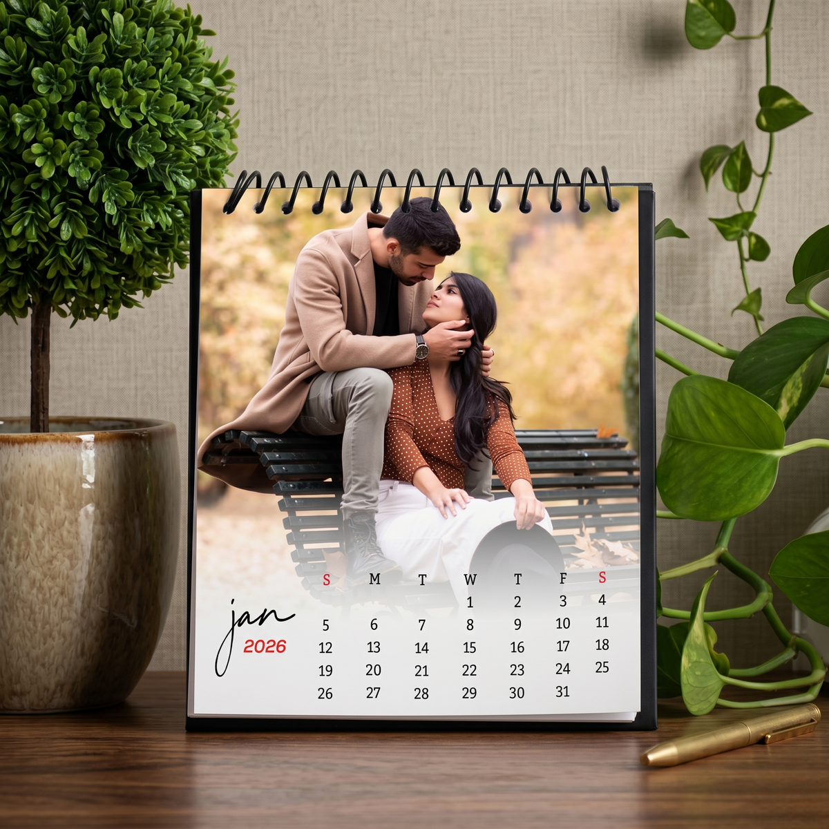 Personalized Mini Photo Calendar Gift For Desks, Bedside Tables, Shelves