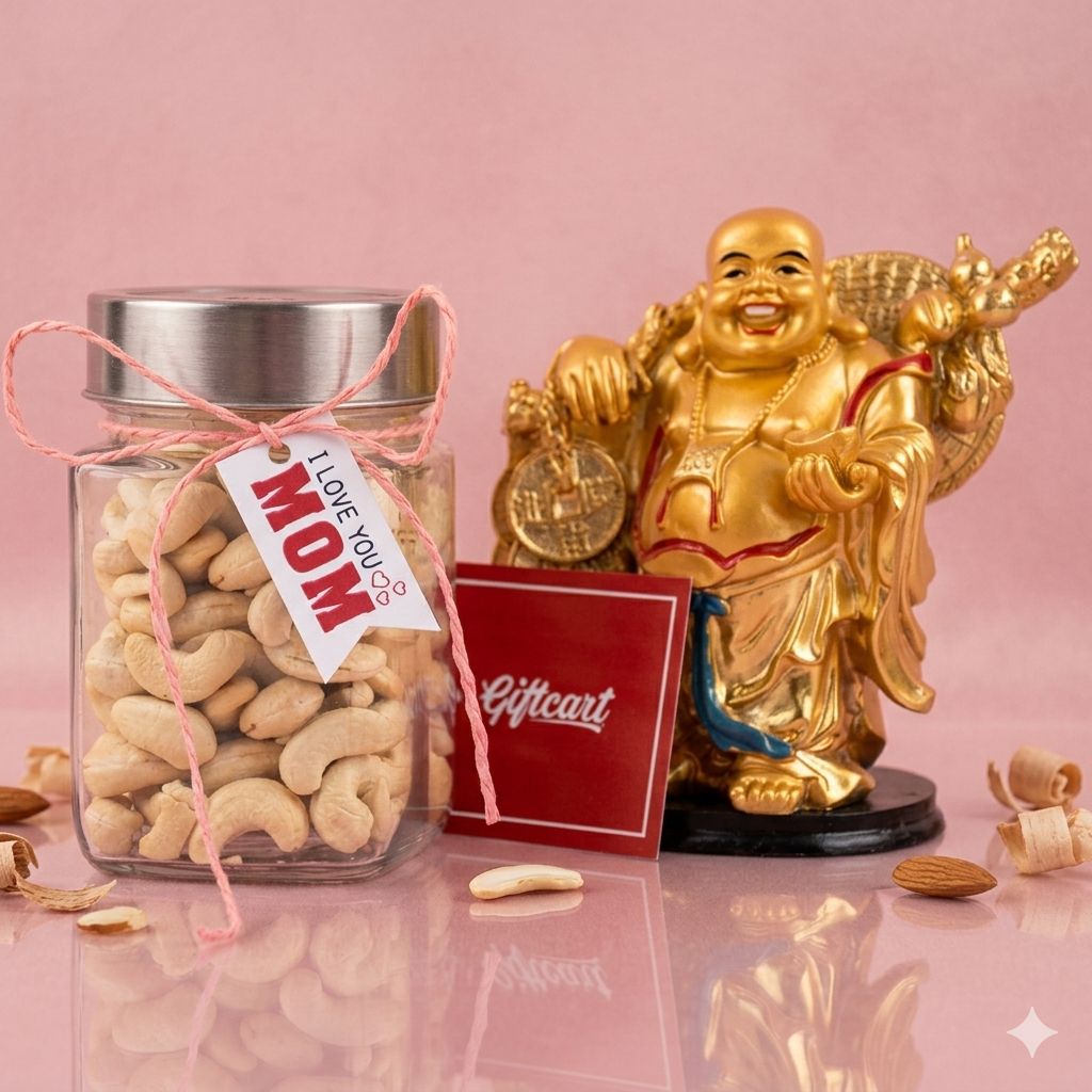 Cashew Nuts And Laughing Buddha Hamper For Mother's Day