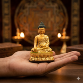 Golden Sitting Buddha Idol (9cm) - Spiritual Home Decor