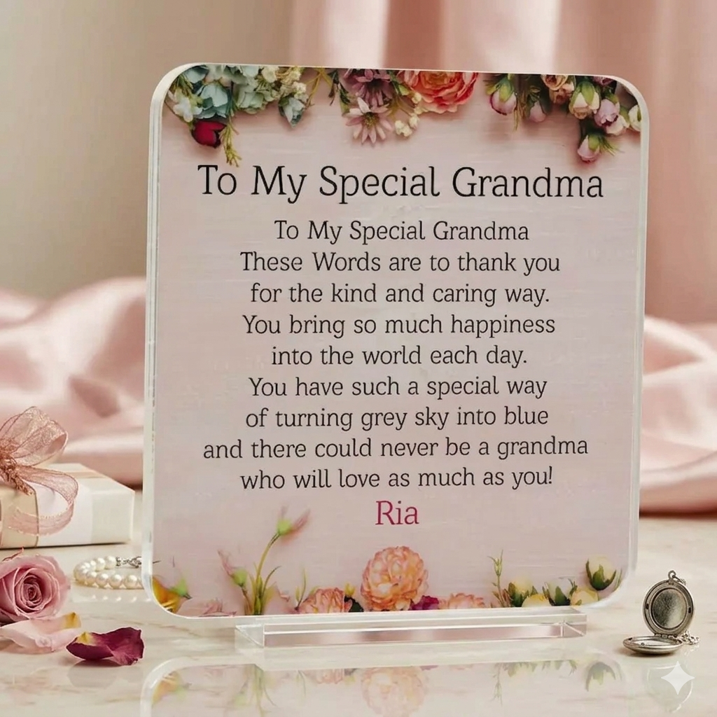 Personalised Special Grandma Acrylic Plaque Gift For Mother's Day