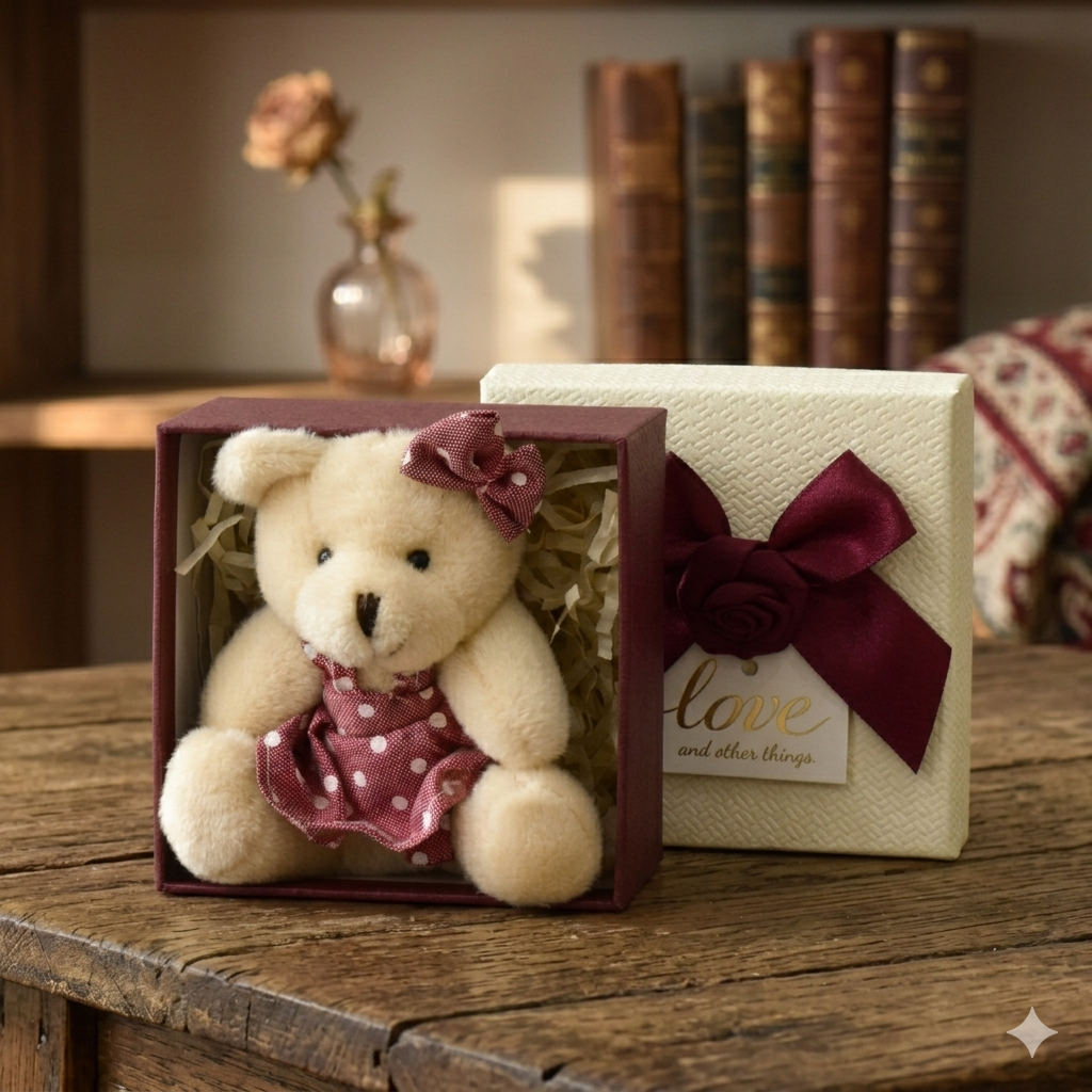 Mini Cute Teddy Soft Toy Gift Box For Couple