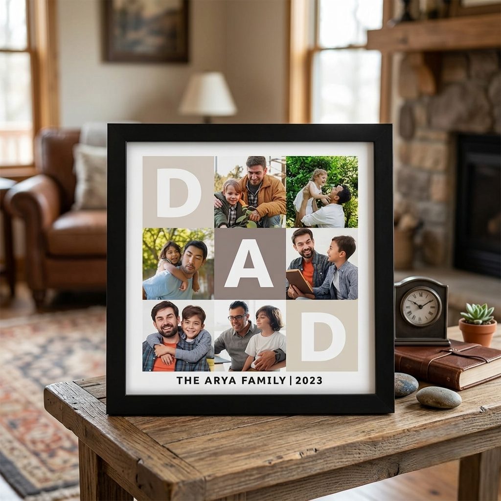 Customized Dad Family Name Wall Poster Frame Gift For Father's Day