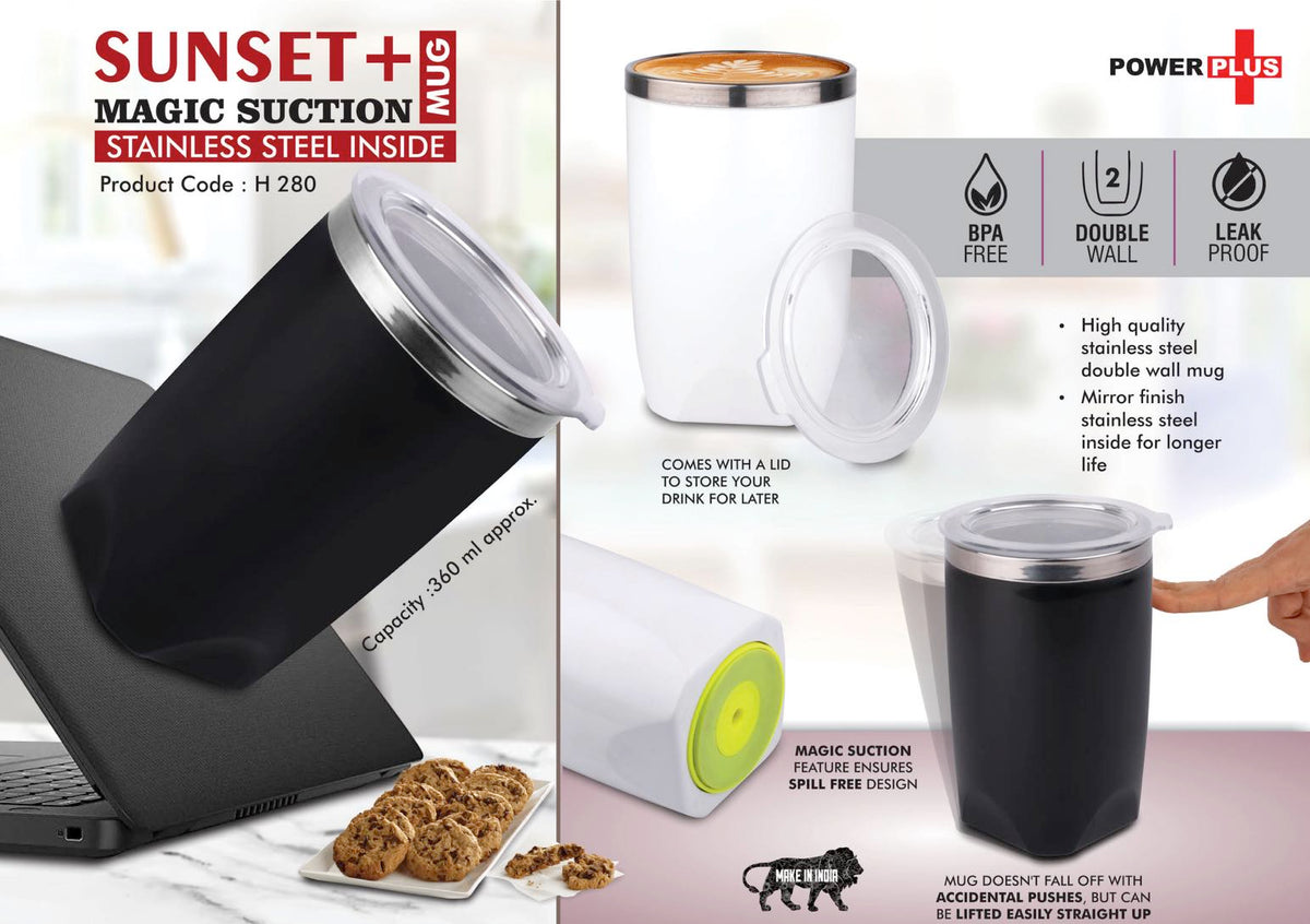 Tall Bamboo Coffee Mug Sunset+ Magic Suction Spill-Proof BPA-Free
