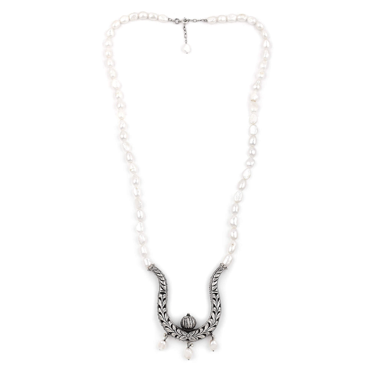 Handmade Vintage Pearl Silver Necklace