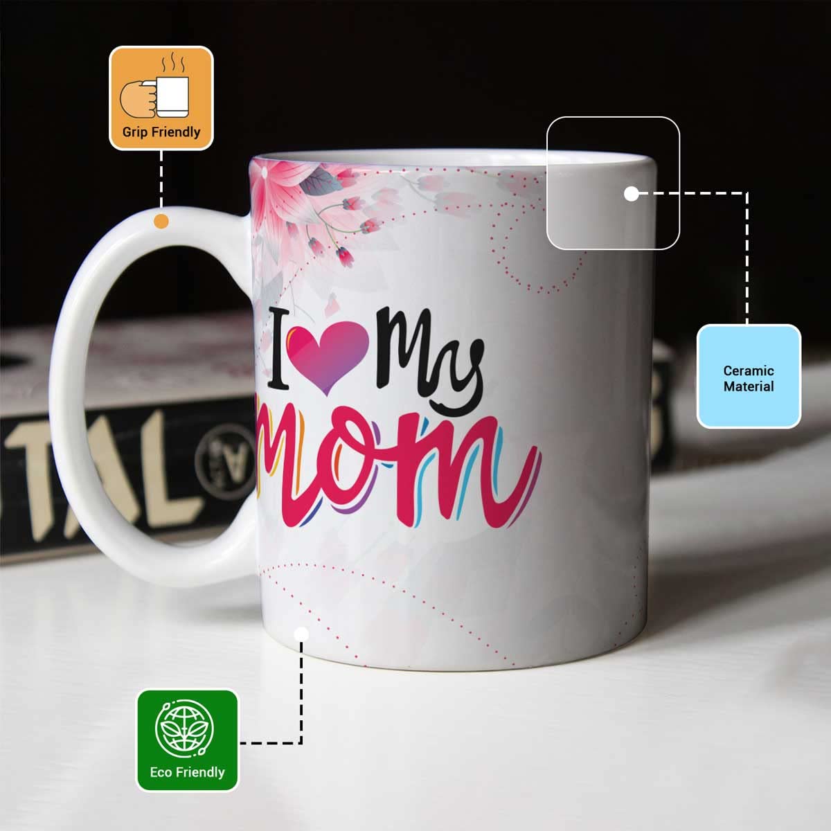 I Love My Mom Ceramic Coffee Mug Gift For Mother's Day