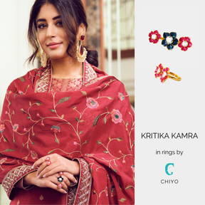 Kritika Kamra in Sakura Twin Flower Ring