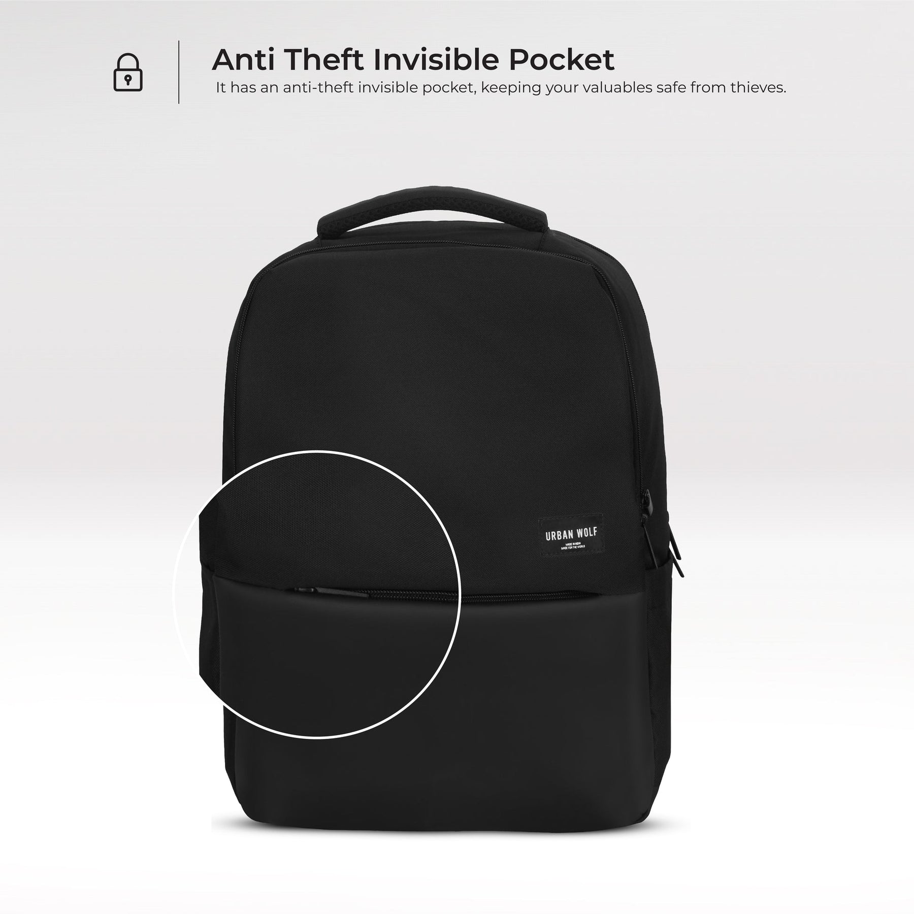 URBAN WOLF Business Casual 30L Dual Compartment Water Resistant Laptop Backpack (BLACK)