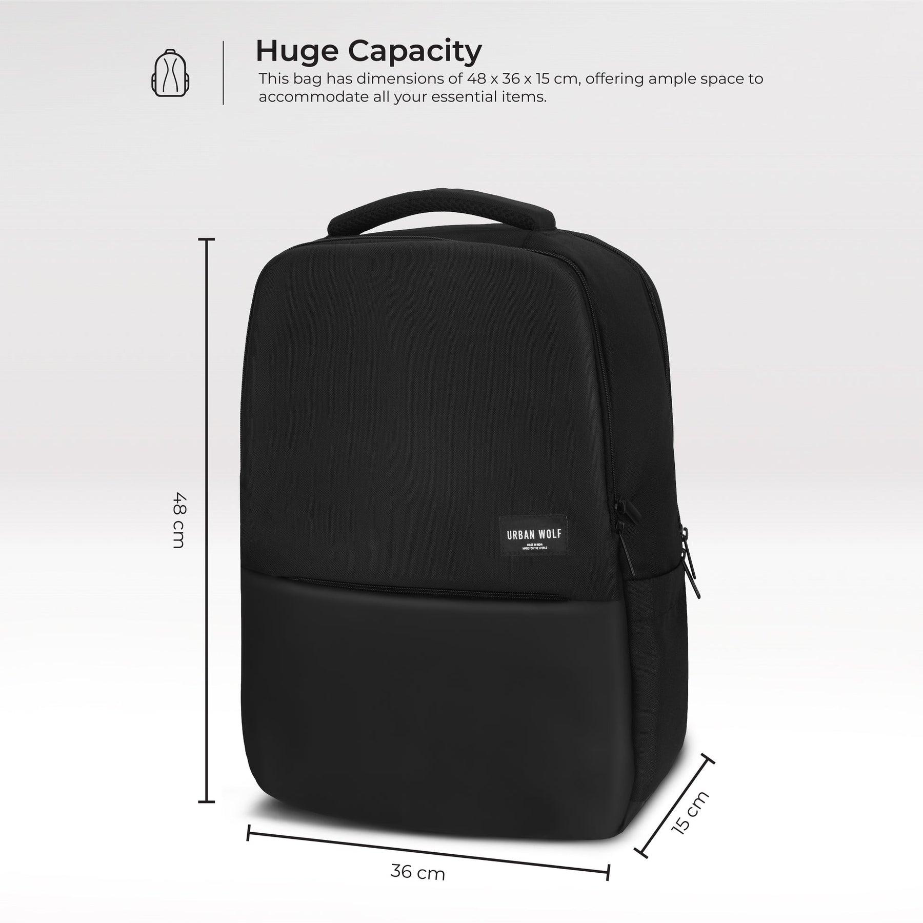 URBAN WOLF Business Casual 30L Dual Compartment Water Resistant Laptop Backpack (BLACK)