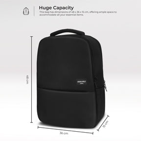 URBAN WOLF Business Casual 30L Dual Compartment Water Resistant Laptop Backpack (BLACK)
